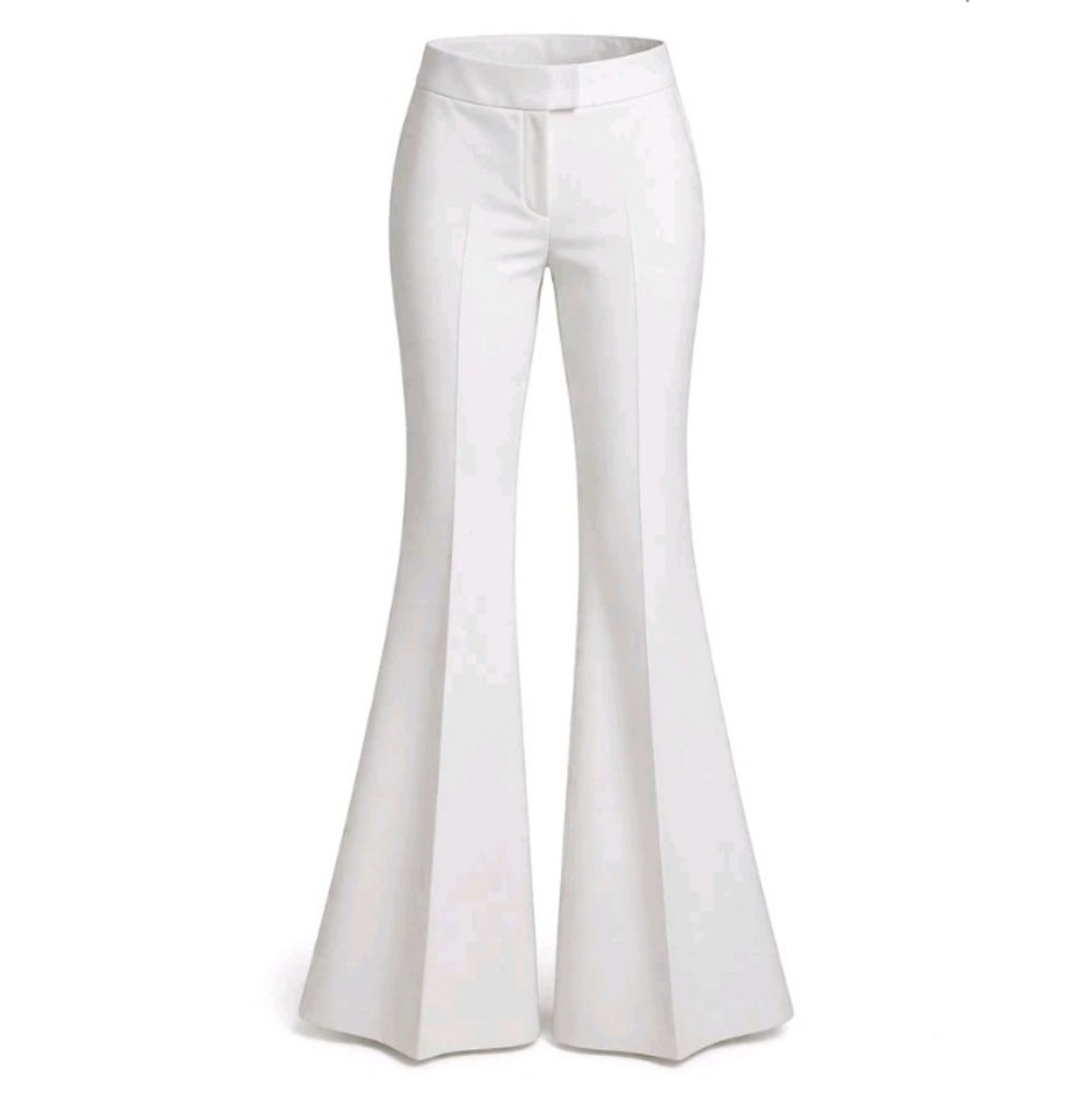 Women's White Flared High-Waist Pants